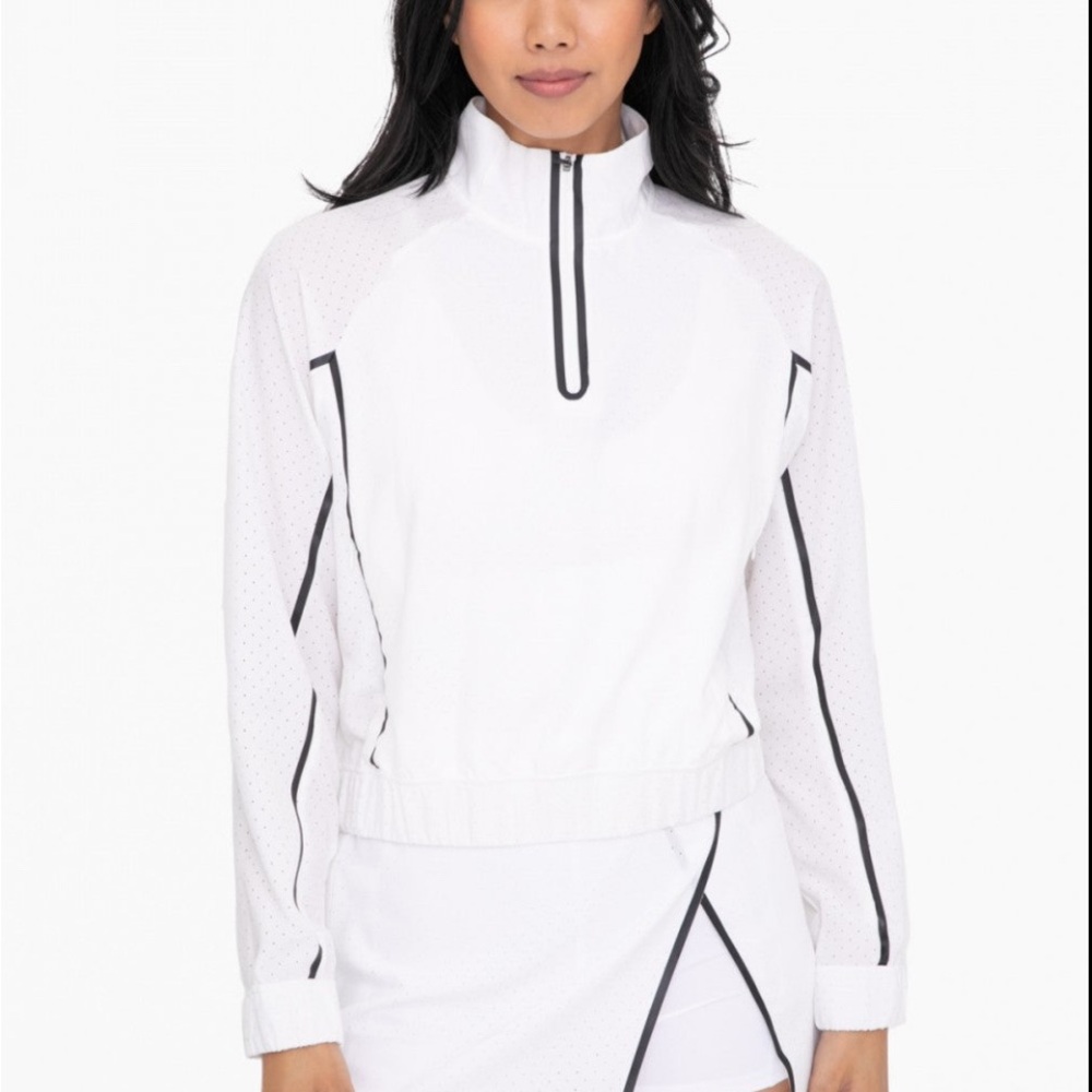 Mono B White Jacket with Black Accents
